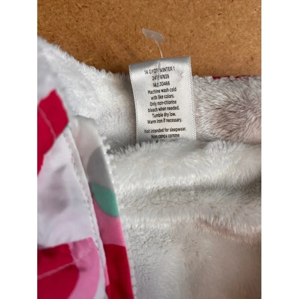Gymboree Girls XS 4 Puffer Vest Pink Teal Polka Dot Fleece Lined Zip‎ Up 1430466